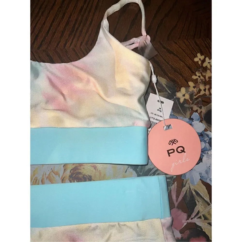 PilyQ PQ NWT Girls Tie Dye Banded Bikini High-end adjustable size 6